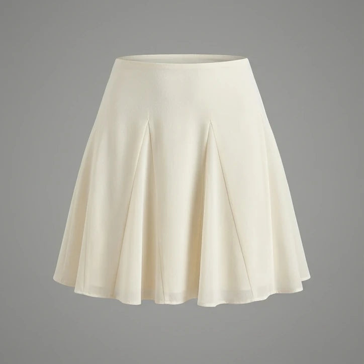 Front product-only image of apricot-solid-chiffon-mini-skirt