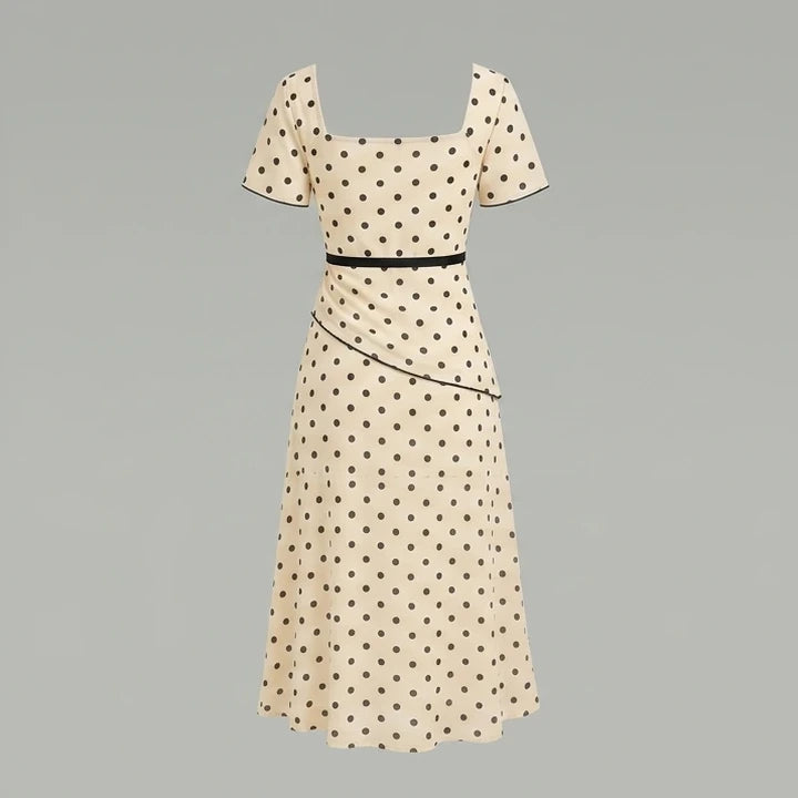 Back product-only image of apricot-square-neck-polka-dot-two-piece-set