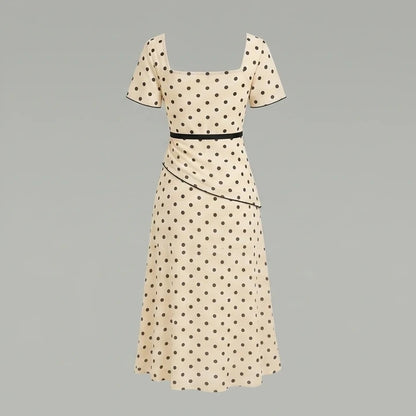 Back product-only image of apricot-square-neck-polka-dot-two-piece-set