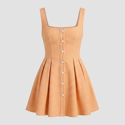 Front product-only image of Apricot Textured Sleeveless Mini Dress
