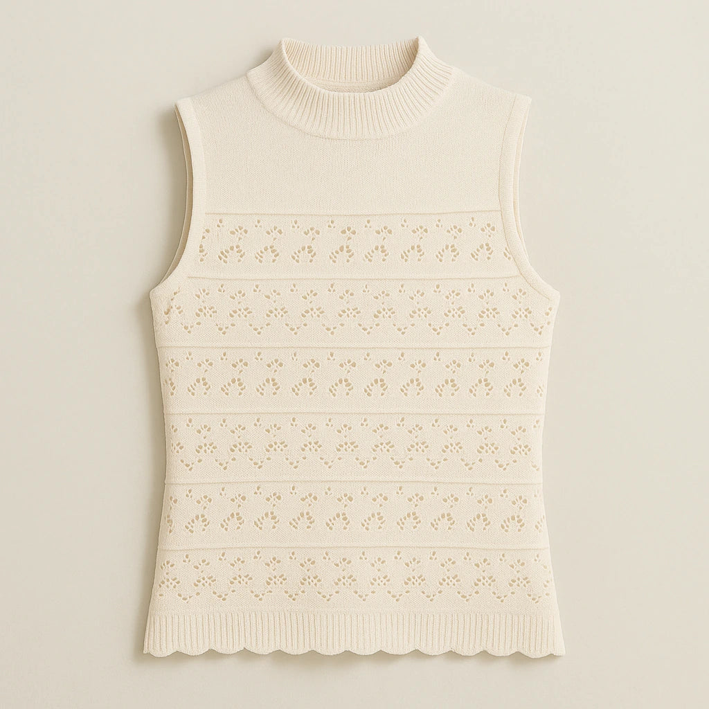 Isolated product image of Apricot Cut Out Sleeveless Tank Top Polyester Textured Chic Summer on simple background