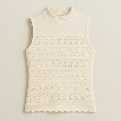 Isolated product image of Apricot Cut Out Sleeveless Tank Top Polyester Textured Chic Summer on simple background