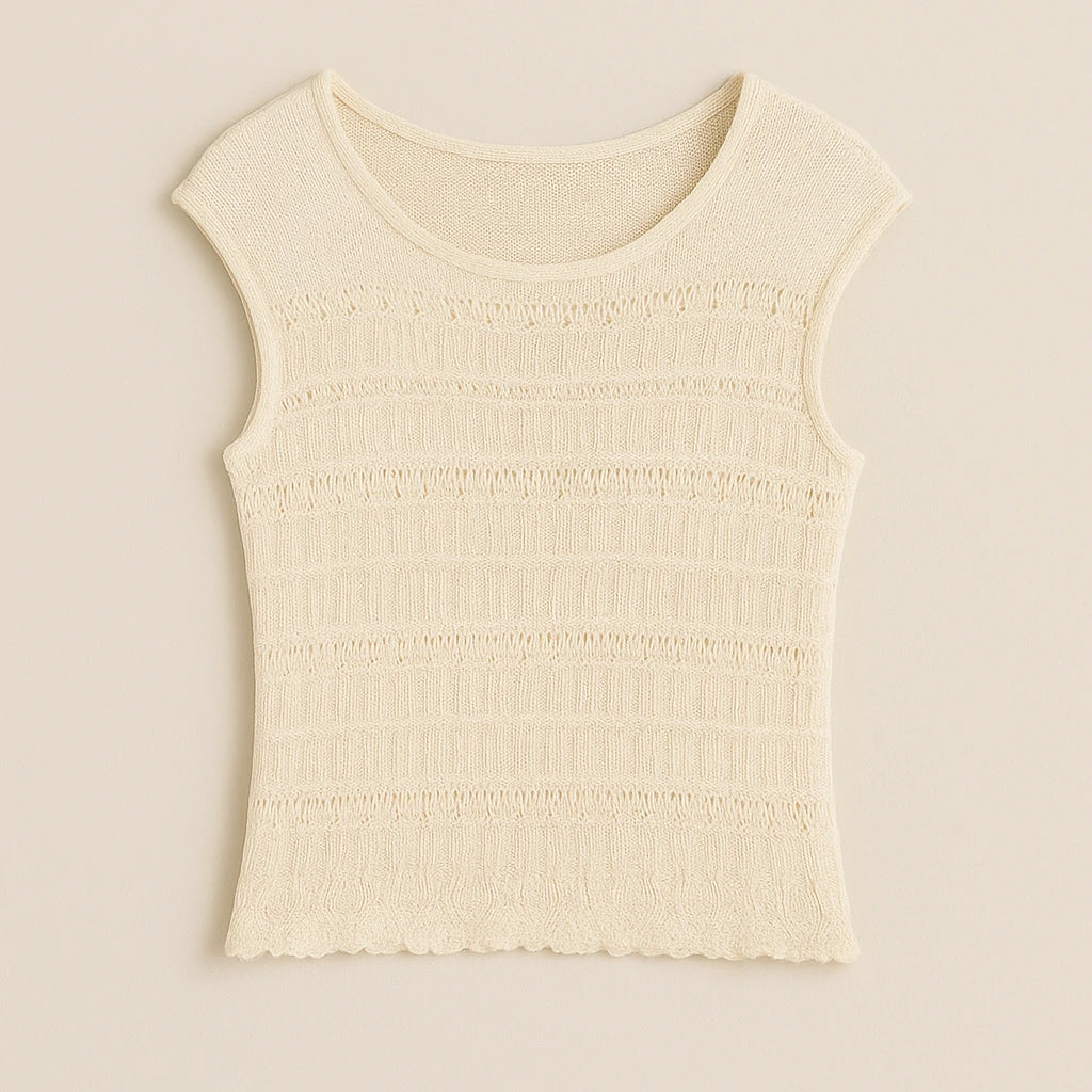Isolated product image of Apricot Cut Out Sleeveless Tank Top Polyester Textured Chic Summer, front view