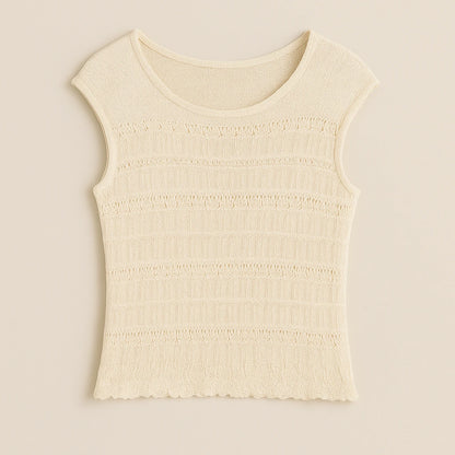 Isolated product image of Apricot Cut Out Sleeveless Tank Top Polyester Textured Chic Summer, front view