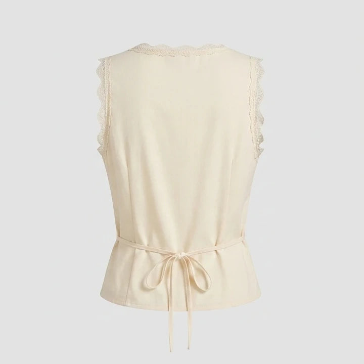 Back product-only image of apricot-v-neck-lace-vest