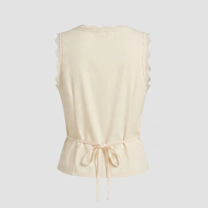 Back product-only image of apricot-v-neck-lace-vest