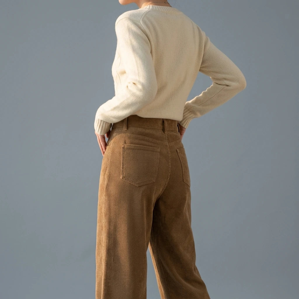 Corduroy Wide-Leg Pants Versatile Loose Casual Trousers for Women — lifestyle