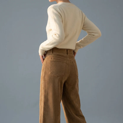 Corduroy Wide-Leg Pants Versatile Loose Casual Trousers for Women — lifestyle