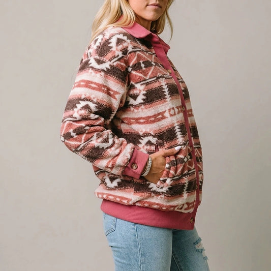 Pink Western Sherpa Corduroy Trim Jacket — lifestyle_lead