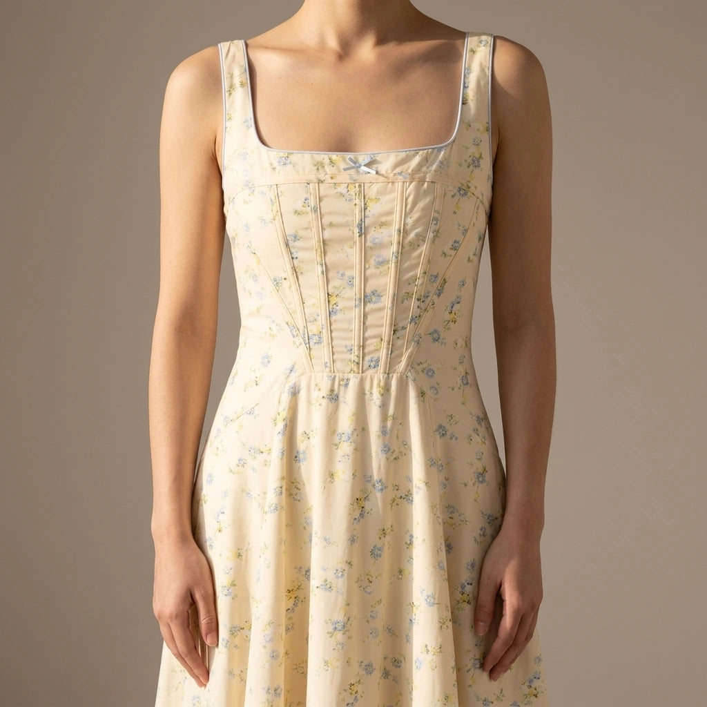 Printed Pattern Midi Dress Strapless Sleeveless Lace Up Elastic Polyester Relaxed Summer — lifestyle