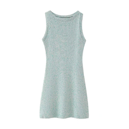 Women's fashion temperament: light and mature knitted mini sleeveless dress for women — variant_front