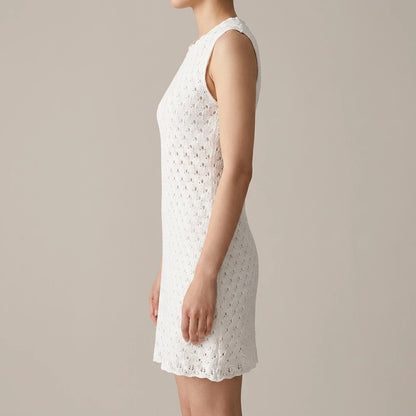 Sleeveless round neck hollow knitted mini dress — lifestyle