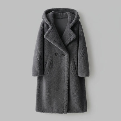 Teddy Bear Coat Female Winter New Sheep Shearling Medium-Length Section Lamb Fur One Fur Coat — variant_front