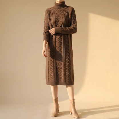 Highneck Sweater Dresses Women Female Sweater Dress — lifestyle_lead