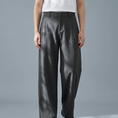 Tailored Folded Drape Scythe Casual Dress Pants Heavyweight Trousers — lifestyle