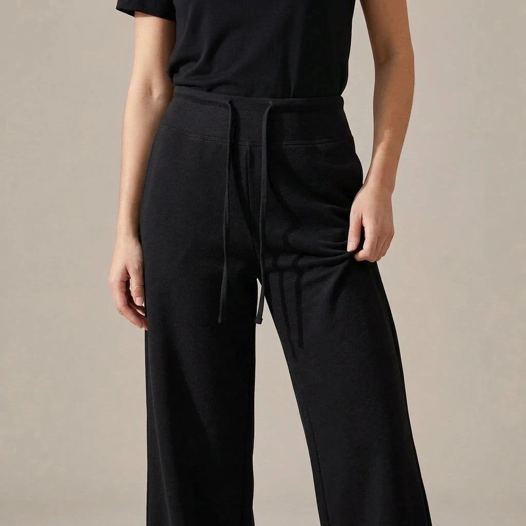 Yoga drawstring high waist wide leg walking pants casual pants — variant_front