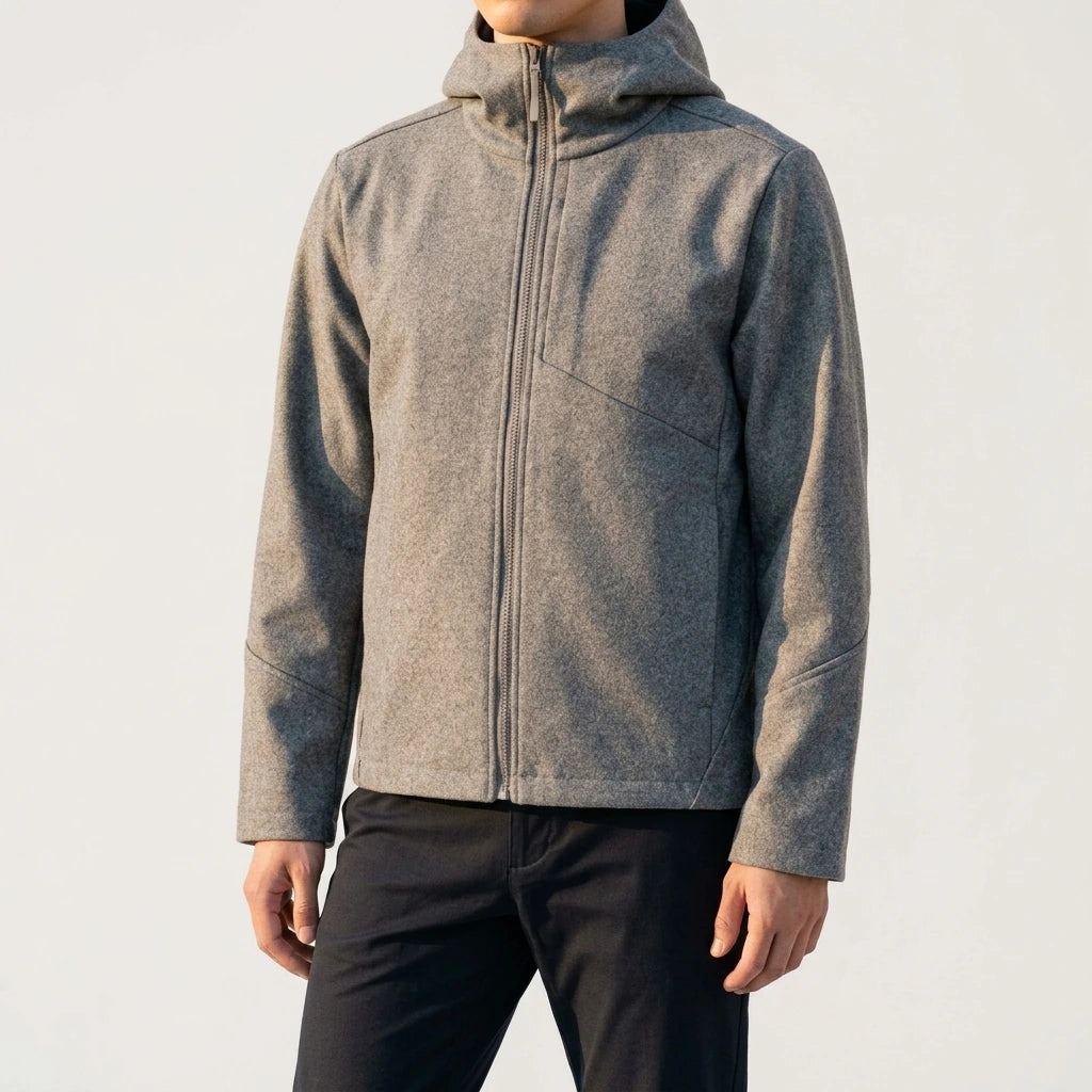 Commuting Warm Hooded Wool Blend Softshell Jacket for Men and Women — lifestyle