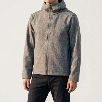 Commuting Warm Hooded Wool Blend Softshell Jacket for Men and Women — lifestyle