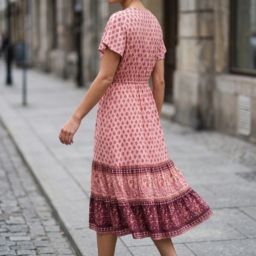 Bohemian positioning cotton dress — lifestyle