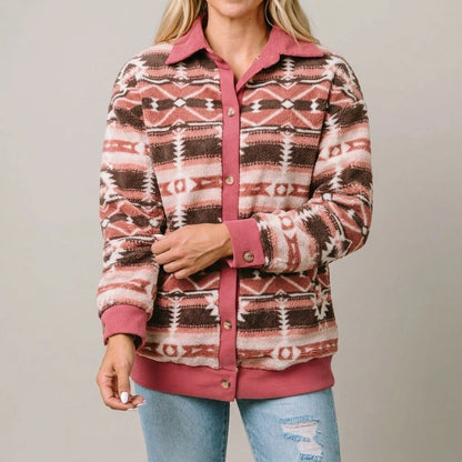 Pink Western Sherpa Corduroy Trim Jacket — lifestyle