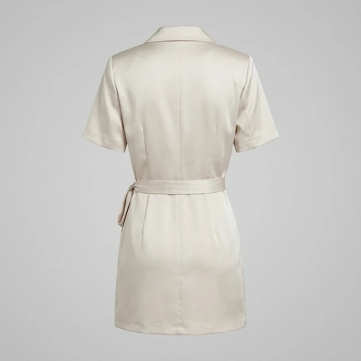 Back product-only image of beige-collar-button-satin-mini-dress