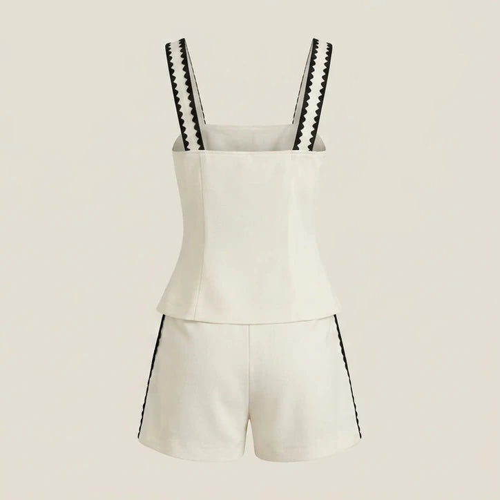 Back product-only image of beige-square-neck-contrasting-cami-top