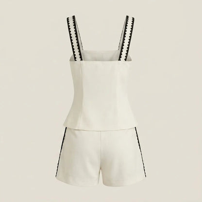 Back product-only image of beige-square-neck-contrasting-cami-top