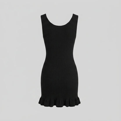 Back product-only image of black-contrasting-sweater-dress