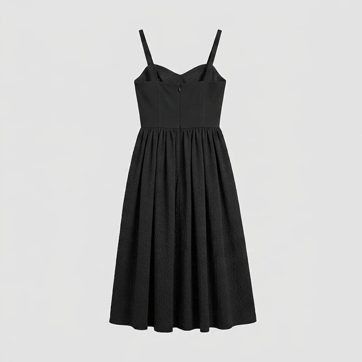 Back product-only image of Black Sweetheart Neck Slip Midi Dress