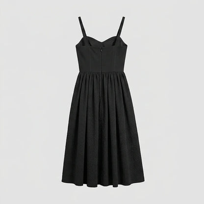 Back product-only image of Black Sweetheart Neck Slip Midi Dress