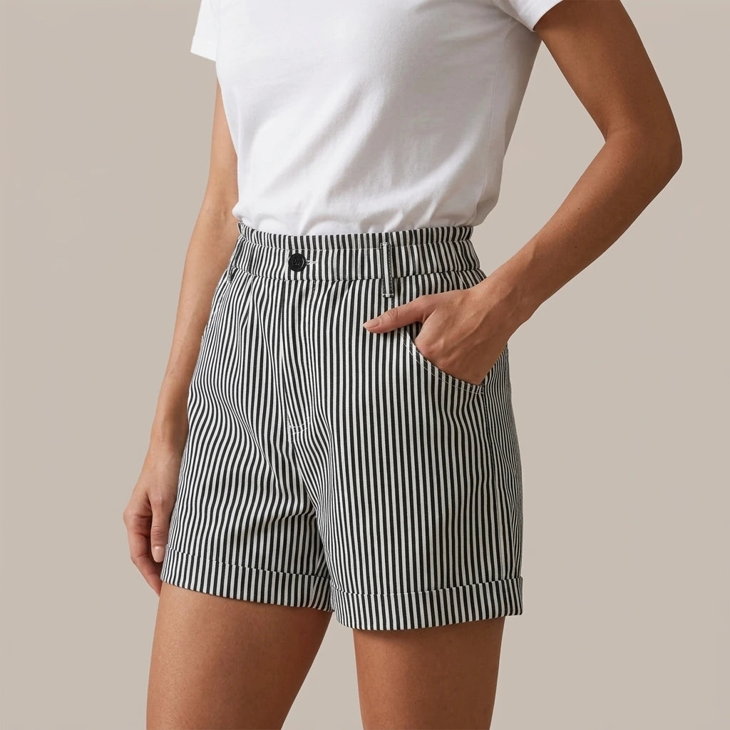 High Waist Striped Shorts — variant_front