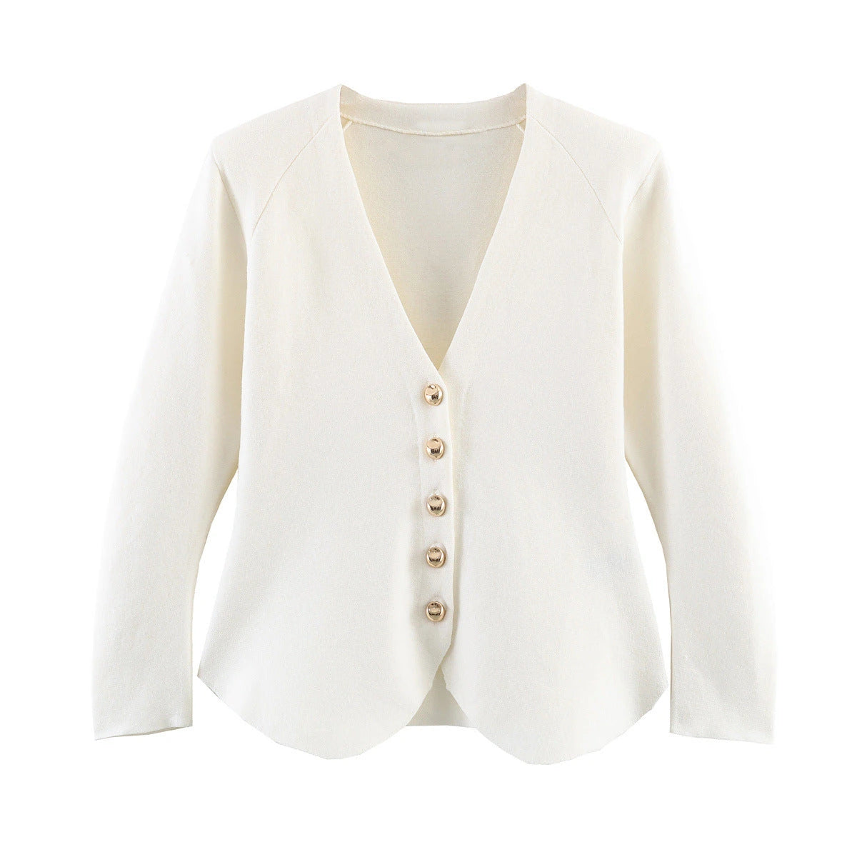 Shoulder padded slim knit jacket — variant_front