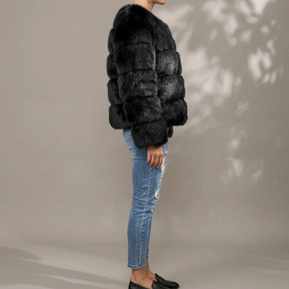 Women's faux fur coat — lifestyle