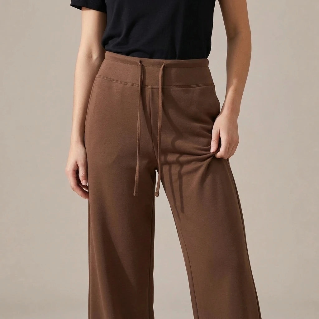 Yoga drawstring high waist wide leg walking pants casual pants — variant_front