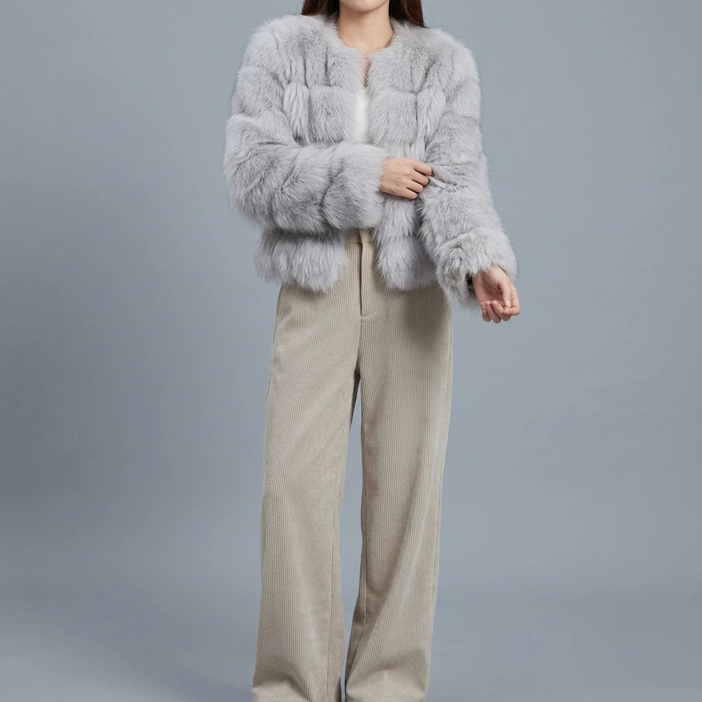 Corduroy Trousers Thick Silver Fox Fleece Long Pants — lifestyle