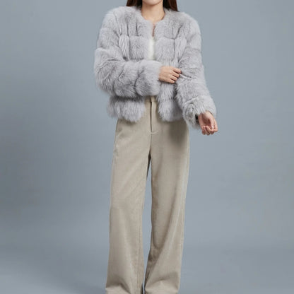 Corduroy Trousers Thick Silver Fox Fleece Long Pants — lifestyle