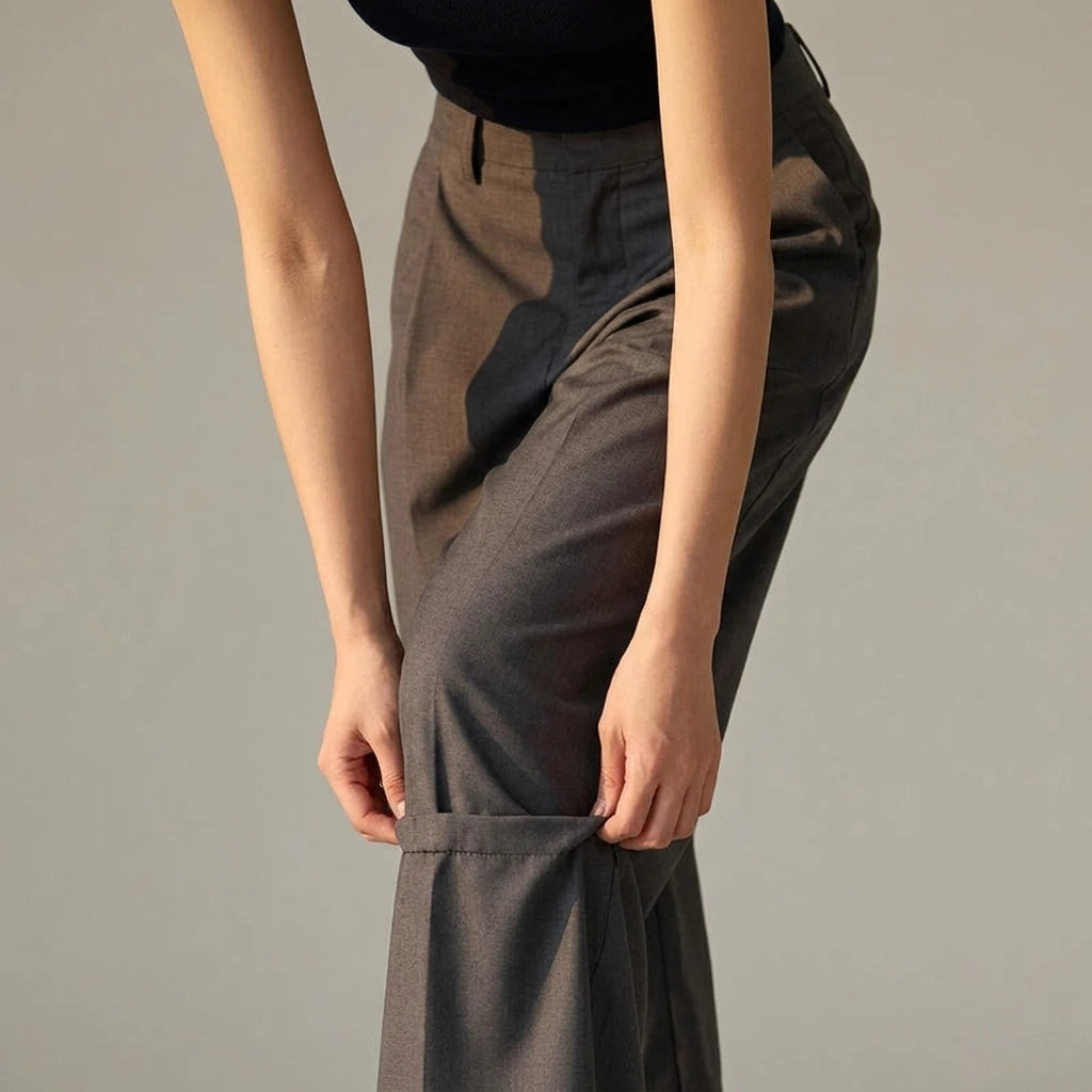Women's Pants Pleated Tailored Knife-Edge Suit Casual Trousers — lifestyle