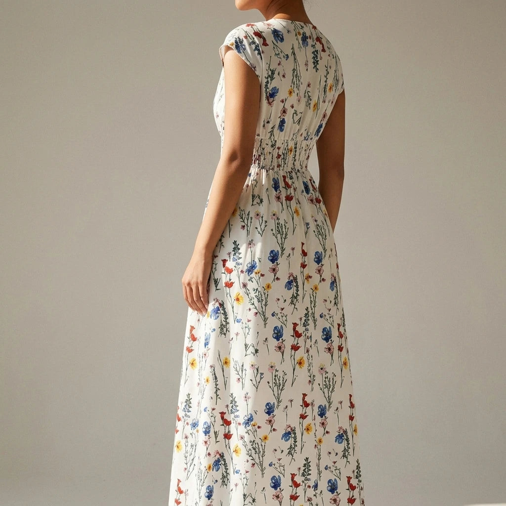 V-neck lace up dress — lifestyle