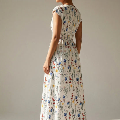 V-neck lace up dress — lifestyle