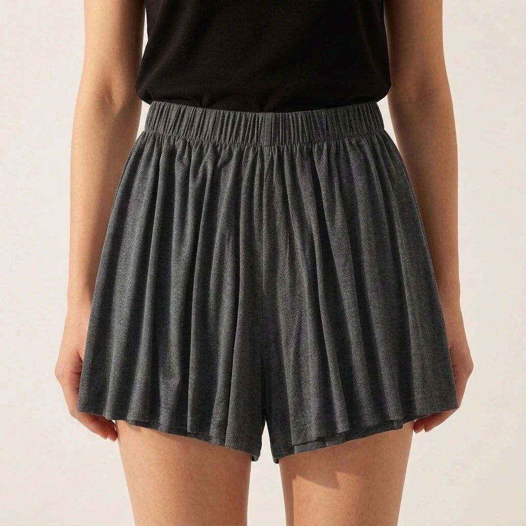 Elastic High Waist Loose Wide Leg Sports Shorts — variant_front