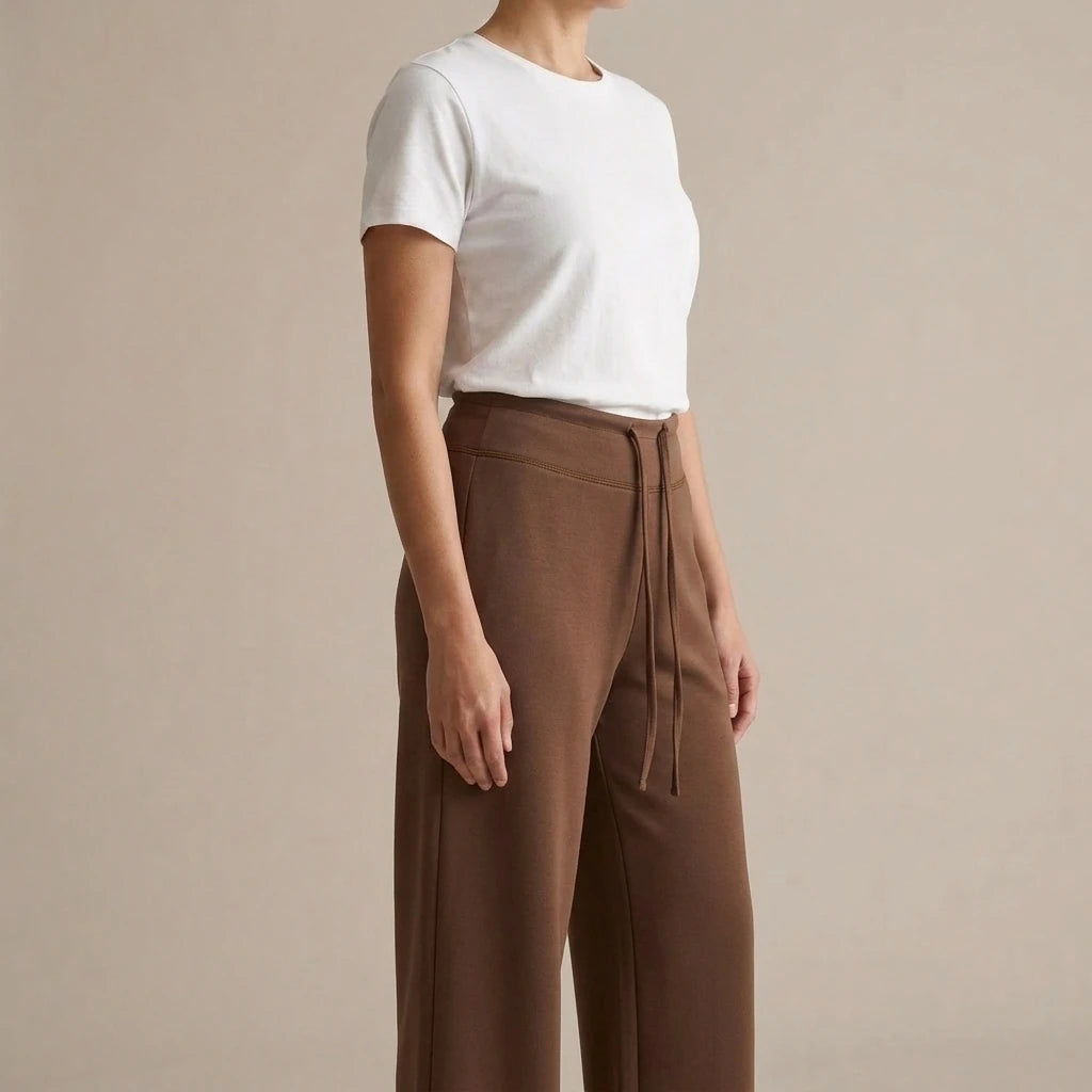 Yoga drawstring high waist wide leg walking pants casual pants — variant_front