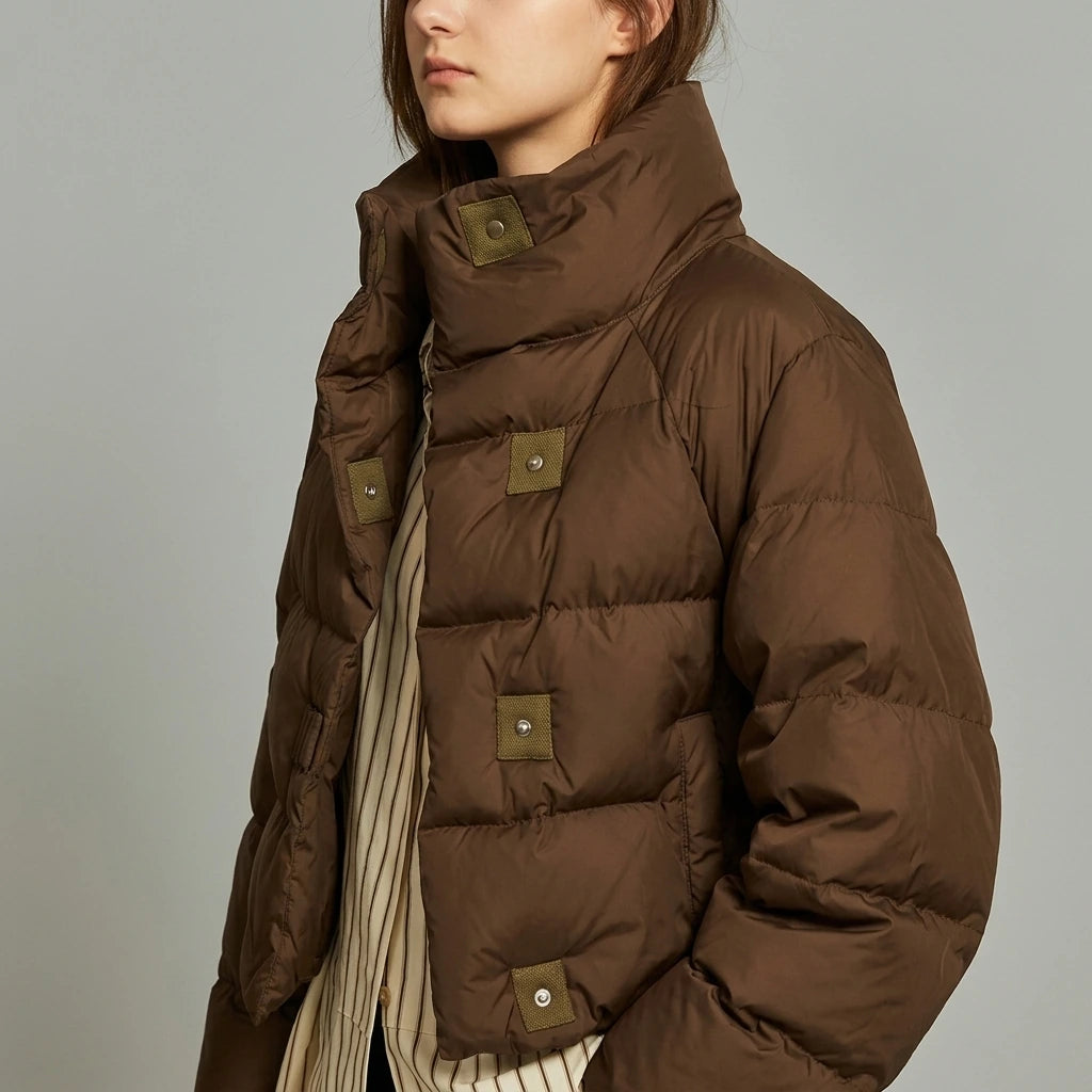 Stylish Winter Down Cotton Coat for Women Short Length Loose FitThick Puffer Jacket Outerwear — variant_front