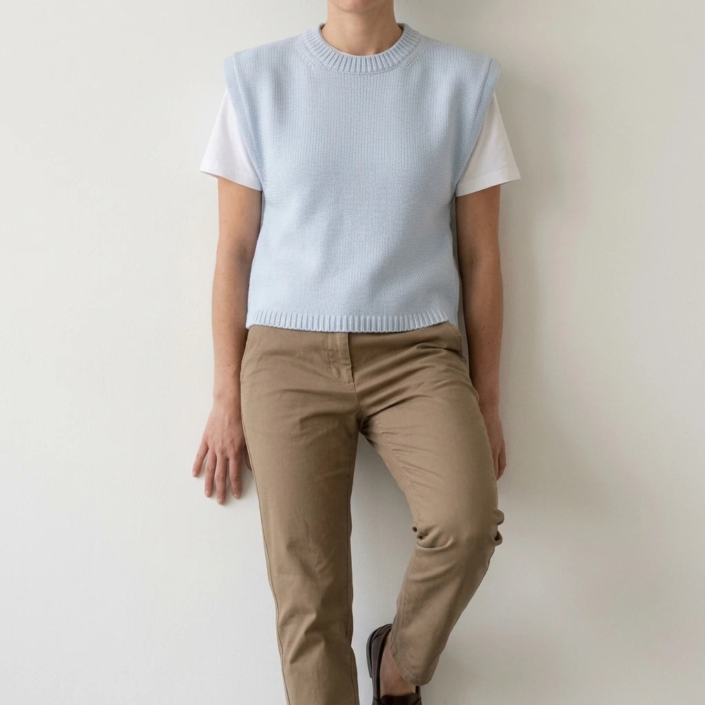 Shoulder profile knitted vest — lifestyle