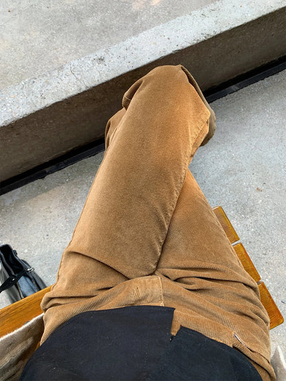 Vintage Corduroy Flared Trousers for Women, Casual Pants — variant_front