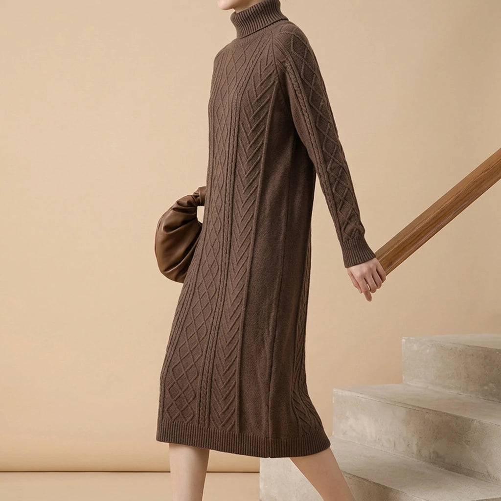 Highneck Sweater Dresses Women Female Sweater Dress — lifestyle