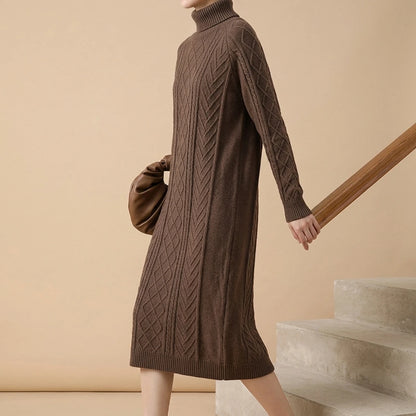Highneck Sweater Dresses Women Female Sweater Dress — lifestyle