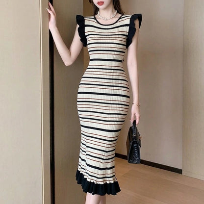 Women Summer Striped Knitwear Dress — lifestyle