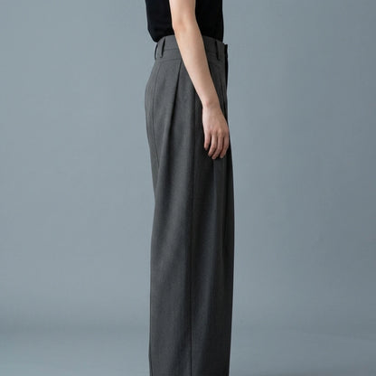 Tailored Folded Drape Scythe Casual Dress Pants Heavyweight Trousers — lifestyle