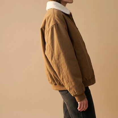 Collar  Faux shearling Stand-up collar Oversized  Jacket — lifestyle
