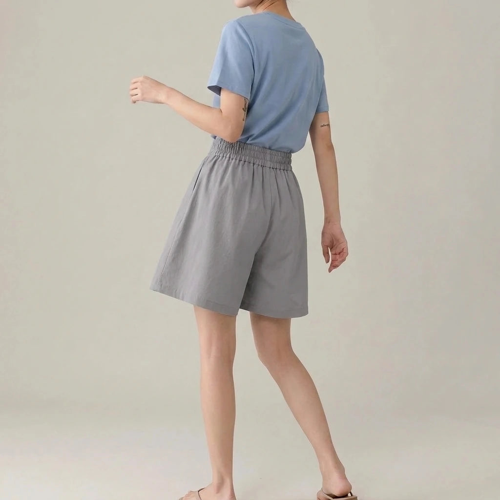 High-Waist Slimming Loose Wide-Leg Elastic Sports Pants Versatile Casual Plus-Size  Shorts Women Trendy — variant_front